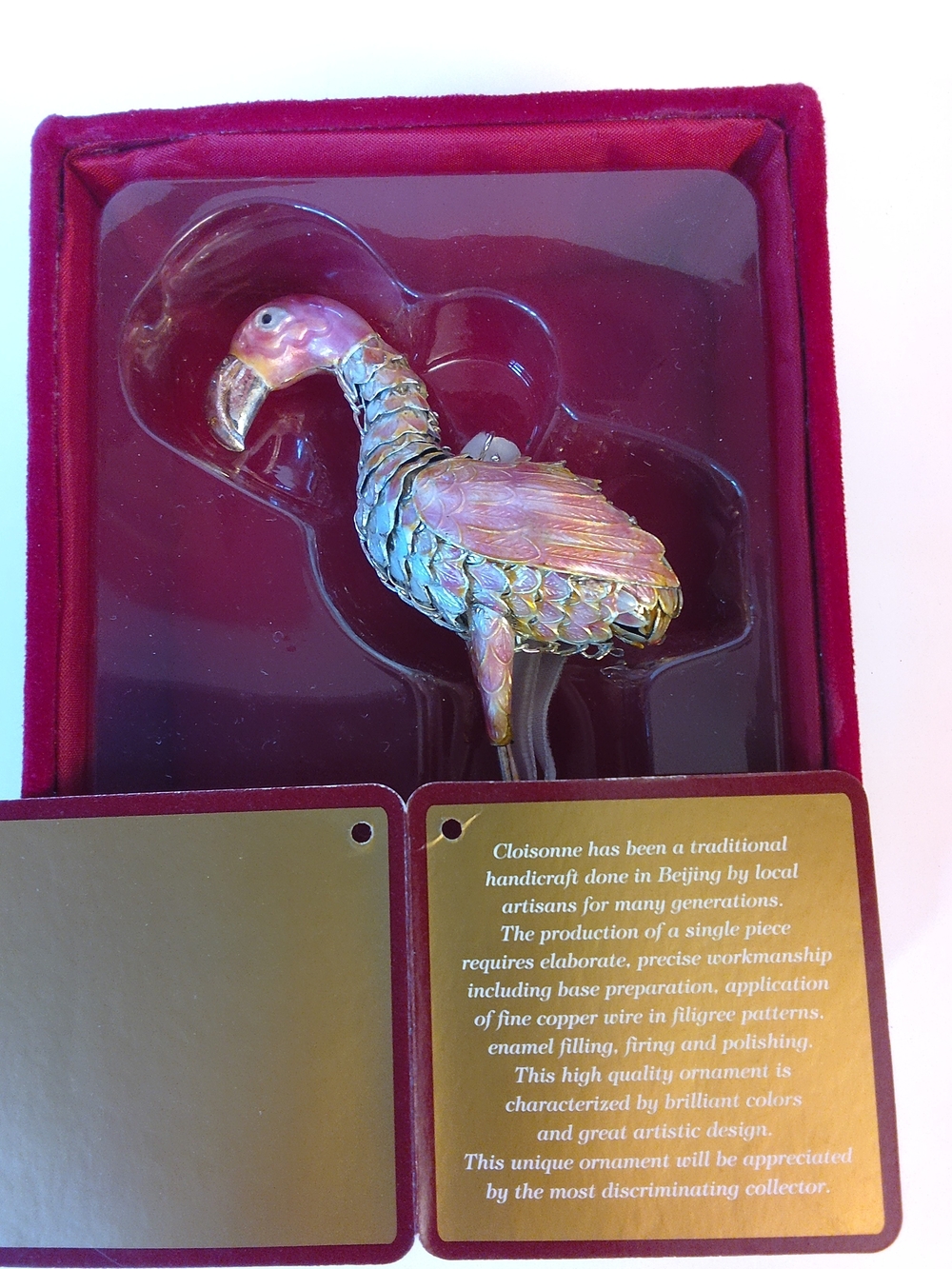 Cloisonné Flamingo Ornament in Pink